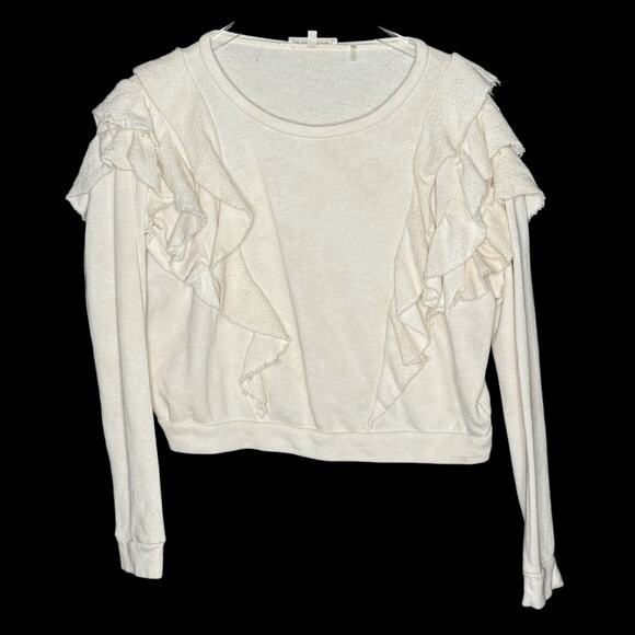 LoveShackFancy S Melanie Top Ruffle Front Detail Cream Tie Dye Coloring *flaw - Picture 1 of 10